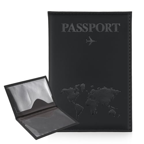 ILIYAH Reisepass Hülle Reiseportmonaie Damen Travel Accessories Tasche für Reiseunterlagen Passhülle Reisepass Leder Passport Reiseorganizer Dokumente(Schwarz)