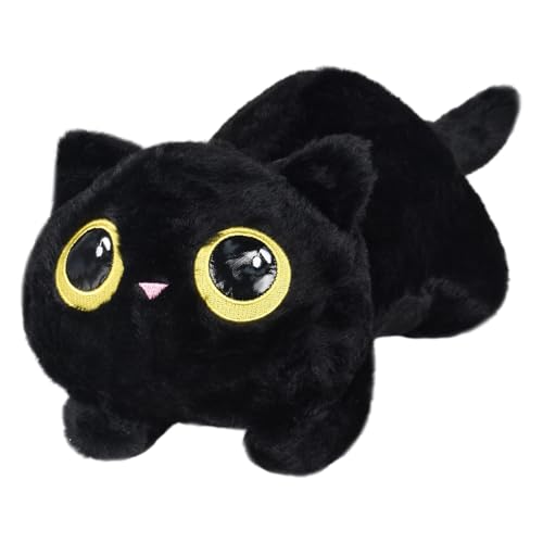 Luxvara Peluche Gatto Nero 50cm | Cuscino Peluche Morbido per Dormire & Abbracciare | Gatto Kawaii Ponderato per Adulti e Bambini | Peluche Terapeutico Anti-Stress