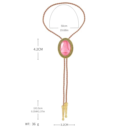 Image of Jeilwiy Bolo Tie for Men Real Stone Westwern Cowboy Ties Silver Bolos Women Leather Necktie Gift for Birthday Christmas