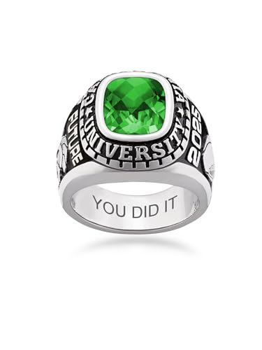 925 Sterling Silver High School College Masters Graduation Rings Personalized Senior Class Of 2024 Ring With Birthstones Graduation Gift(With Gift Box)