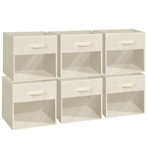 Cubes de rangement pliables Easi lot de 6 paniers beiges de 33 cm