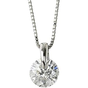Amazon | 宝石の森 ダイヤモンド ネックレス 0.5ct 一粒 プラチナ 