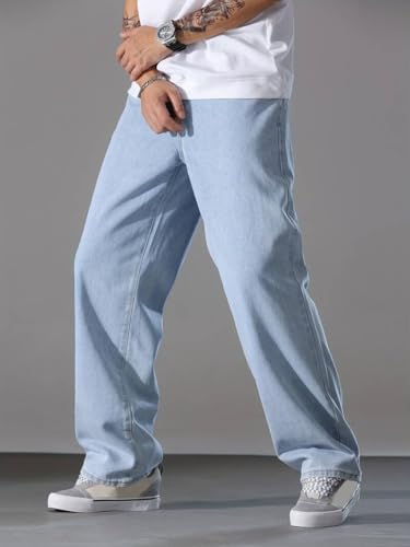 Image of Straight Fit Mid Rise Light Blue Men Denim Jeans