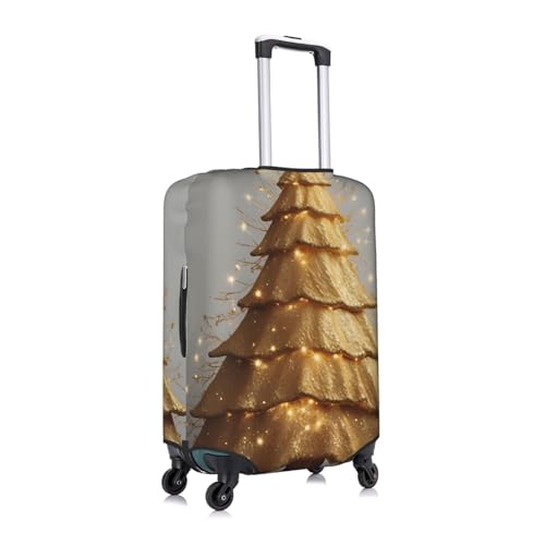 Suitcase Cover For Luggage Golden Glitter Christmas Tree Printed Elastic Travel Luggage Covers Protector Fits 18-32 Inch Suitcase3