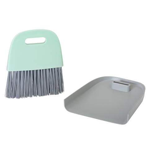 Vigar Recogedor Mano Con Cepillo Incorporado de Color Turquesa Rengo Tischkehrset mit Handbesen und Kehrblech, Material: Polypropylen, Blau/Grau, 16, 5x3,5 cm