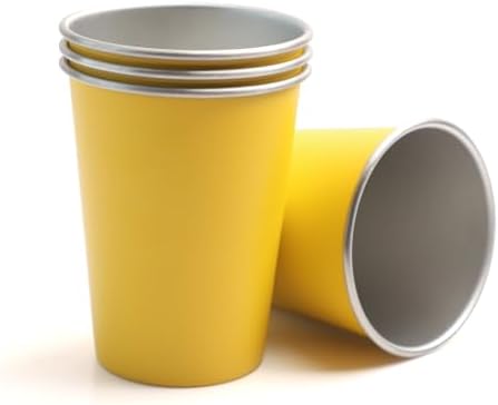 4 Pack Stainless Steel Cups For Kids, 12 oz Unbreakable Camping Cups Reusable Eco-Friendly, Stackable Metal Tumblers For Beer, Cold Drinks Outdoor & Indoor Activities