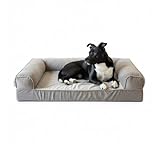 BBNMS Dual-Layer Orthopedic Dog Bed for Medium & Large Dogs – Cozy, Velvety, Machine-Washable, Odor-Resistant (Taupe, Large)