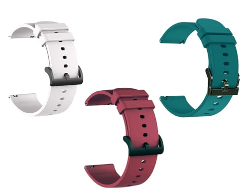 Image of IIK COLLECTION 22mm Silicone Strap for Smart Watches | Combo Pack Compatible With Noise, Fireboltt, Boat Xtend, Pebble, Boat Flash, Noise Color Fit, Ultra Smart Watch & All Watches