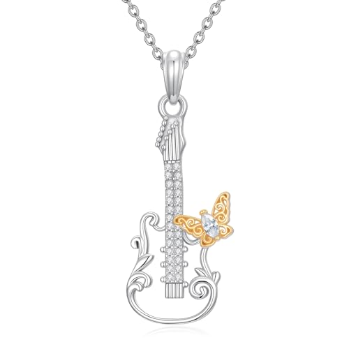 Violinist Necklace Sterling Silver Music Crystal Jewelry Saxophone Cello Violin Piano Flute Music Note Necklace Music Gifts for Women Girl Daughter