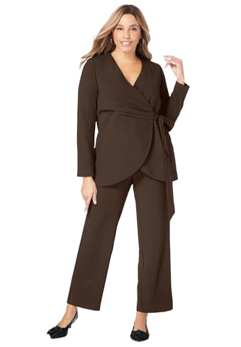 Jessica London Women's Plus Size 2-Piece Faux Wrap Pantsuit