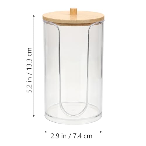 EXCEART 浴室用カップディスペンサー 透明プラスチック製 バンブー蓋付き ペーパー使い捨てカップ収納 バスルームカウンター適合
