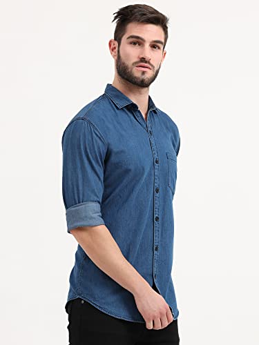 Miraan Men's Casual Denim Shirt (SIGDENIM) - Image 3