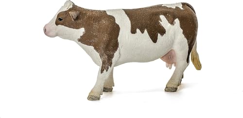 SCHLEICH Farm World | Fleckvieh-Kuh 13801 Bauernhof Spielfigur | detailgetreue Tierfiguren | tolles Geschenk für Jungen und Mädchen | Bauernhof Spielzeug ab 3 Jahre | 13 x 4 x 8 cm