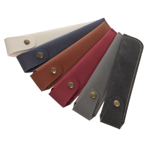 Operitacx Pu Leather Pen Case Holder 6 Pack Handmade Fountain Pen Pouch Protective Sleeve Portable Pencil Sleeve for Office School Storage
