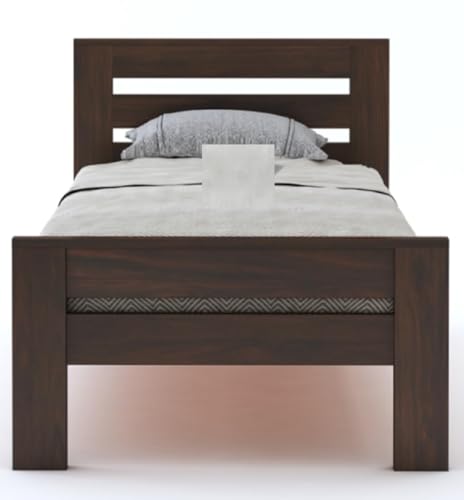 Image of BM WOOD FURNITURE Single Size Sheesham Wood Bed for Bedroom with 2 Years Warranty | Office Furniture | Living Room Cot | Wooden Bed | Daybed |Traditional Beds | Bedroom Furniture |Walnut Finish