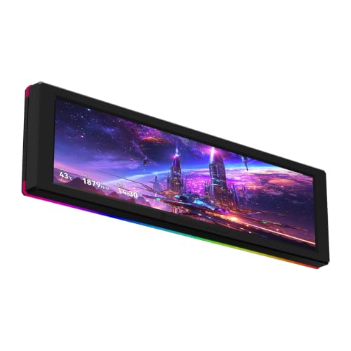 Image of Thermalright Trofeo Vision 9.16 ARGB LCD Black Magnetic LCD Screen 9.16in 1920x480 Resolution,Metal Frame Design IPS Display Screen Water Cooled Radiator Screen,for Chassis /Metal Desktop