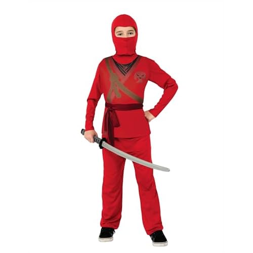 Rubies Disfraz Ninja Skull para niño, con Capucha y Cinturón con detalles impreso en el pecho, óptimo para halloween, carnaval y cumpleaños