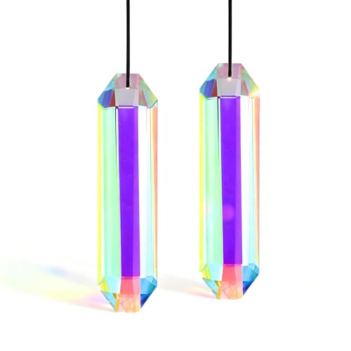 2 Prismes Arc-en-Ciel – Mobile Suspendu Cristal Hexagonal, Attrape-Rêves Solaire pour Décoration Murale, Décoration Feng Shui pour Salon, Chambre