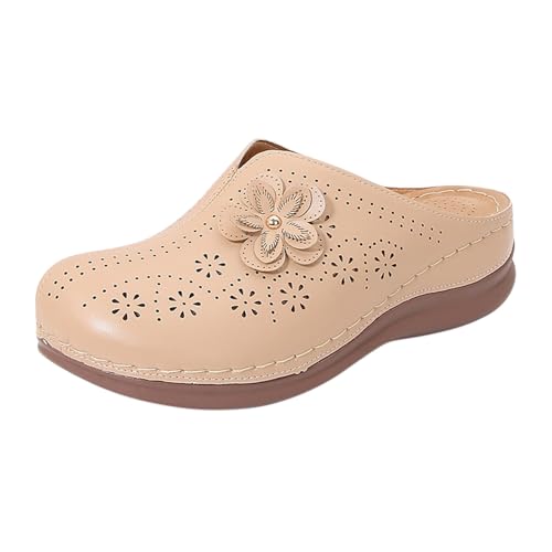 Zuecos para mujer de verano ortopédicos, zapatillas de verano cerradas, zapatos de jardín, transpirables, cómodas sandalias de ocio, sandalias suaves para el día a día, rose gold, 40 EU