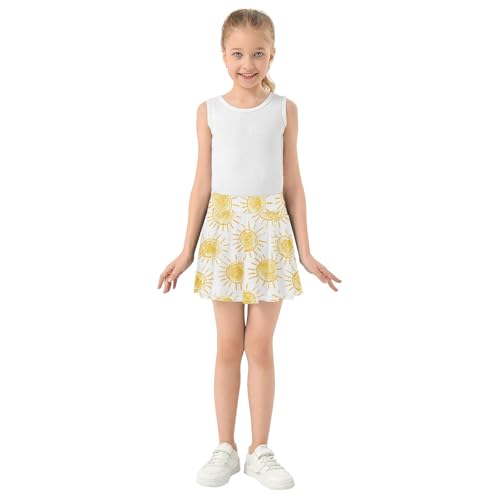 Girls Athletic Skorts Sun Drawings Tennis Golf Skirts with Shorts3