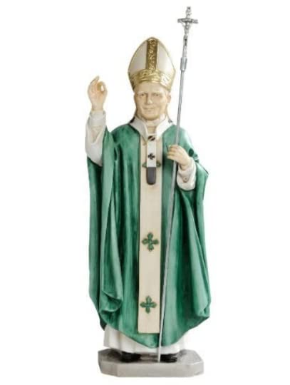Generico ArteSacraCaravaggio Statua di San Papa Giovanni Paolo II, Karol Wojtyla, cm 30 (11,81 inches) marmo resina decorata a mano di produzione artigianale italiana