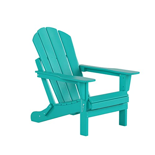 Wo Home Furniture Adirondack Folding Chair 4 Pc Set Classic Outdoor Patio Chair For Bon Fire Pit Lawn Backyard Beach Plastic Weather-Resistant (Turquoise) #TOP4