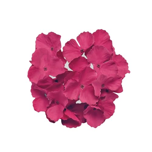 Cabezas de hortensias artificiales de seda de 6 pulgadas, decoración floral de jardín, flores de clavel moradas, flores artificiales (rojo sandía, talla única)