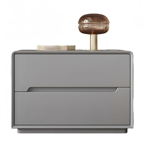 Genérico Mesita de Noche de Cuero y Madera de Dos Capas, Mueble de Almacenamiento Multicolor con Tirador Oculto, Moderna y Elegante, Ideal para Dormitorio y Sala de Estar (Marfil, Extragrande).