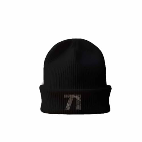Beanie 71 bonnet noir à revers en maille tricotée extensible unisexe