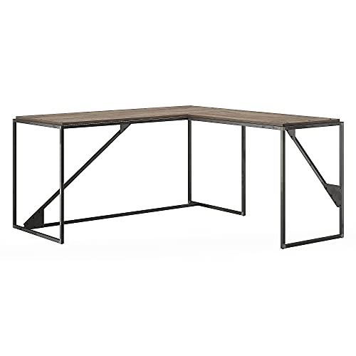 Bush Furniture Refinery 62W L Shaped Industrial Desk with 37W Return, Rustic Gray (RFY003RG