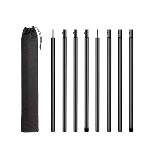 Lljsszr 8X Tent Poles for Tarp Iron Easy Installation High Performance Awning Poles Lightweight for Outdoor Hiking Shade, Black 64.5 cmx2.5 cm