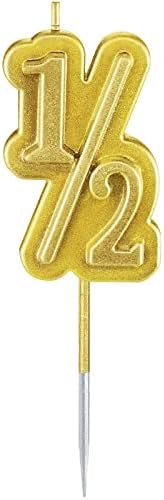 BBTO Half Birthday Candle 1/2 Year Old Cake Topper for Baby's Half Year Old Birthday Anniversary Celebration Party Decorations(Gold)