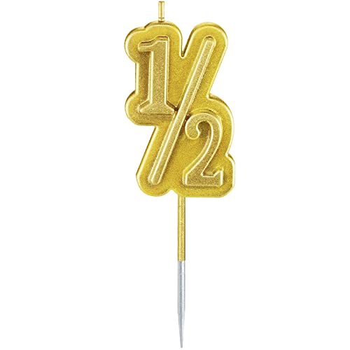 BBTO Half Birthday Candle 1/2 Year Old Cake Topper for Baby's Half Year Old Birthday Anniversary Celebration Party Decorations(Gold)