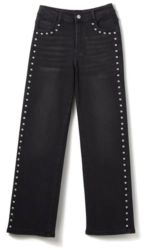 NO COMMENT Juniors Studded Straight Leg Jeans