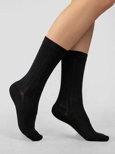 Image of COTTON DAY Women's Soft Combed Cotton Socks Seamless Toe Black White Navy