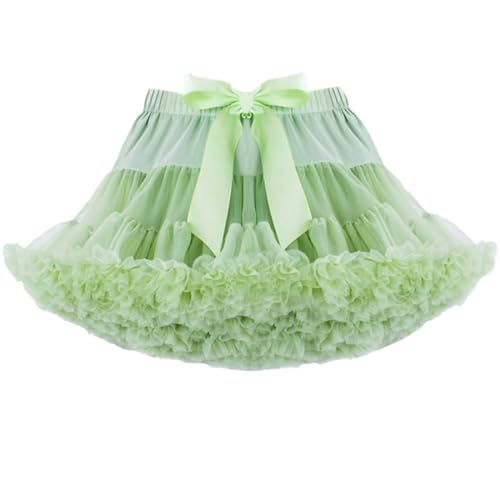 Baby Girls Soft Princess Fluffy Tiered Tulle Pleated Tutu Skirt Ballet Birthday Party Pettiskirt Apple Green