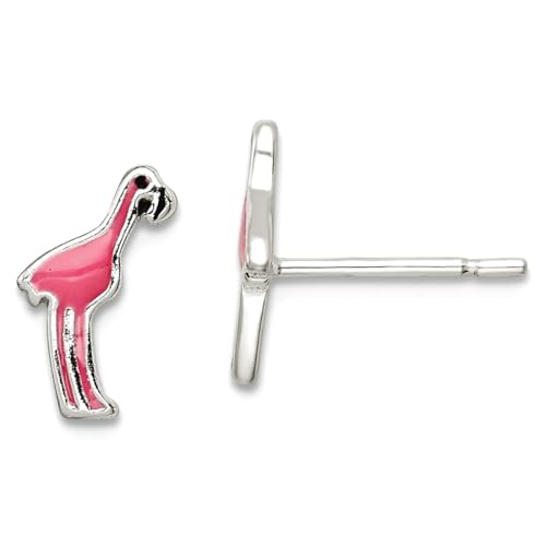 Boucles d'oreilles argent 925 anti-allergie flamant rose