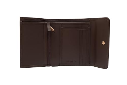 Jafferjee & Co. Genuine Small Leather Wallet for Women – Elegantly Designed Trifold Small Leather Wallet Women With Inner Zipper Pocket - Oxford Brown2