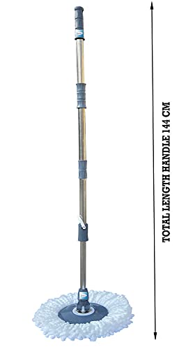 Image of Livronic Classic Blue Mop Stick India's Biggest Rod Set Easy to fit for All Bucket | Stainless Steel Spin mop Stick with 360 Degree Rotating with 1 Microfiber Refill Clean for Home Kitchen and Bathroom Cleaning (Set of 1) Mop Set (BLUE)