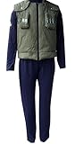 ZYHCOS Halloween Cosplay Costume Mens Green Thick Vest Blue Flocking Hoodie Sets (Medium, Hoodie+vest)