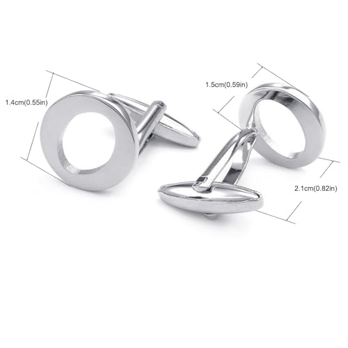 HONEY BEAR Initial Alphabet Letter Cufflinks for Mens Wedding Gift Silver O