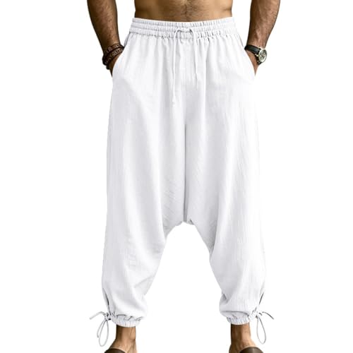 HIMEKEY Jogger Harem Homme mélange Lin Taille élastique décontracté – vue 4