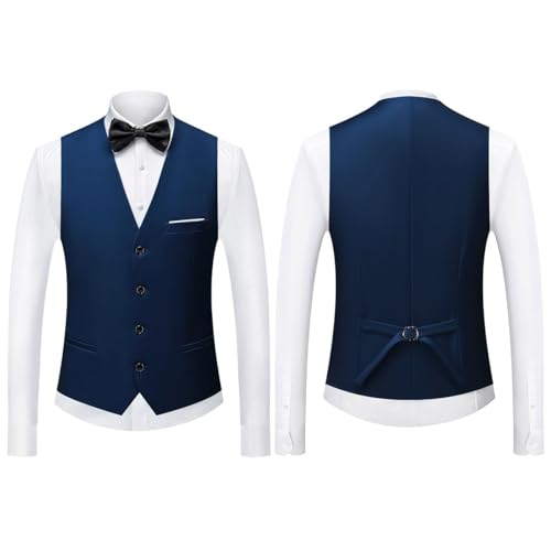 KUDMOL Mens 3 Pieces Suit Slim Fit One Button Shawl Lapel for Wedding Prom Blazer Vest Trousers Set - Image 4