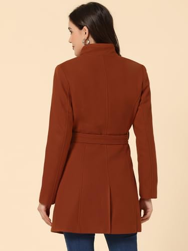 Image of Allegra K Women's Winter Elegant Stand Collar Overcoat Long Belted Pea Coat