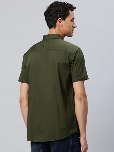 Image of Majestic Man Slim Fit Pure Cotton Half Sleeve Solid Casual Shirt