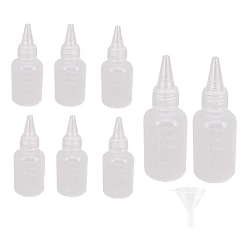 Plastic Squeeze Bottles with Scales 10 Pack Small Squeeze Bottles with Tip Caps Squirt Bottles for Liquid, Condiments, Sauces, Paint, Oil, Glue, Icing, Baking, Art Crafts, BBQ (60ml/2oz)