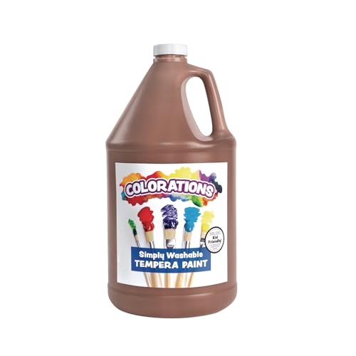 Colorations Paraben-Free Washable Tempera Paint for Kids - 1 Gallon Value Size. Vibrant Brown, Non-Toxic and Made in The USA