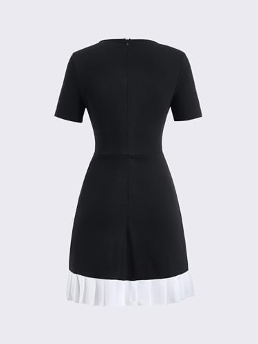 Women's Ruffle Mini Dress Elegant Crew Neck Short Sleeve Bodycon Work Office Dresses2