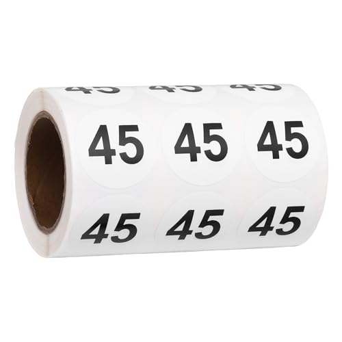 Autocollant numéro 45 en vinyle étanche PATIKIL pastilles adhésives rondes noirs
