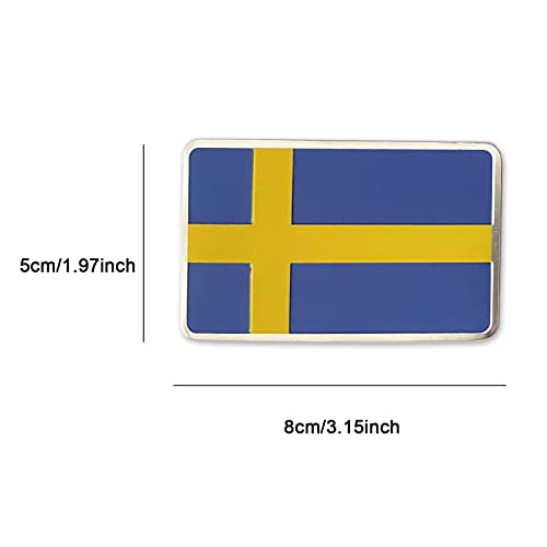 Image of Blue Yellow 8x5cm Swedish Sweden Flag Logo Car Sticker 3.15x1.97inch Aluminium Auto Body Emblem Badge Decal